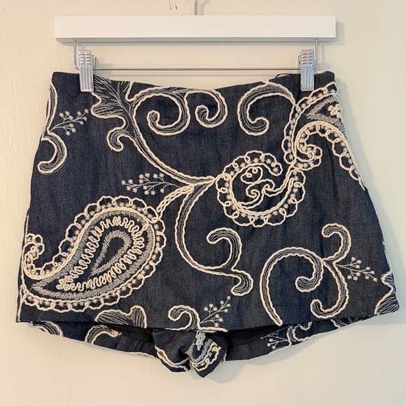 NWT | Zara Blue Skort w White Embroidery | SZ M - Picture 5 of 8